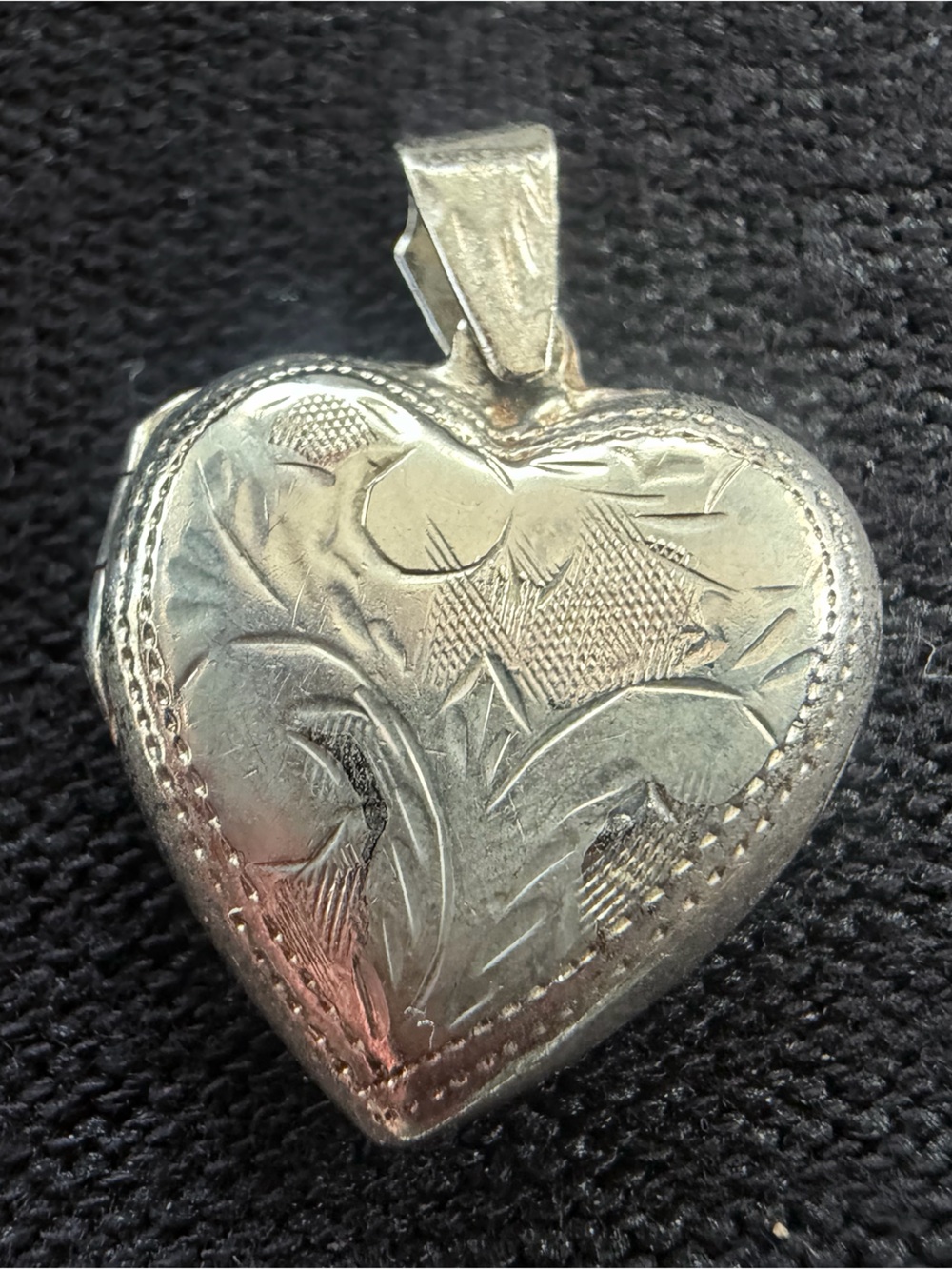 Silver Heart Engraved Locket Pendant